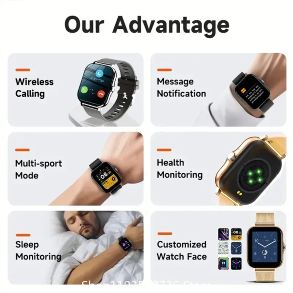 Smart Watch Fitness Clock Health Monitor Waterproof Smartwatch Wireless Call Watches for Men Women IOS - Image 6