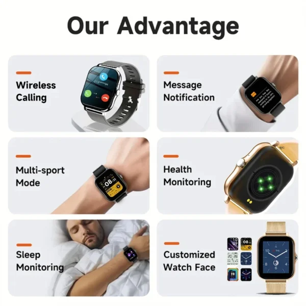 Smart Watch for Men Women Gift Full Touch Screen Sport Fitness Watches BT Call Wristwatch - Image 4