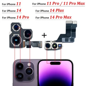 Rear Camera Module Flex + Front Facing Camera Replacement for Iphone 11 14 Pro Max14 Plus