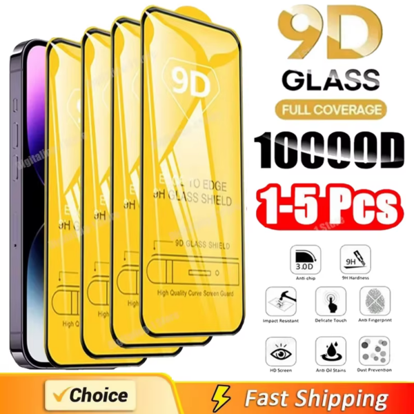 9D Screen Protector Tempered Glass for Iphone 16 15 14 13 16 12 11 Pro Max X XR XS Max 7 14 Plus - Image 2