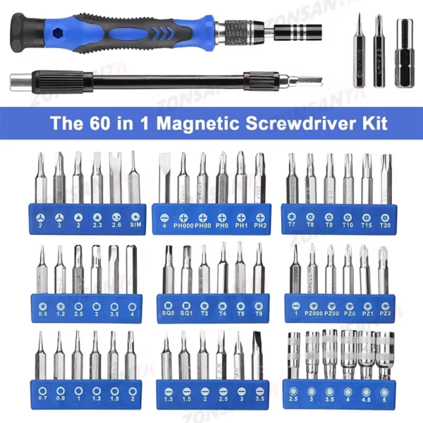 Magnetic Screwdriver Set 60 in 1 Precision Screw Driver Multi-Function Precision Mobile Phone Repair Device PC Camera - Image 4