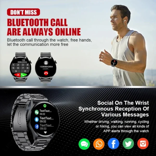 Smart Watch New Bluetooth Call Full Touch Amoled Diy Dails Sport Waterproof Smartwatch Pk Gt3 Pro Watch - Image 3