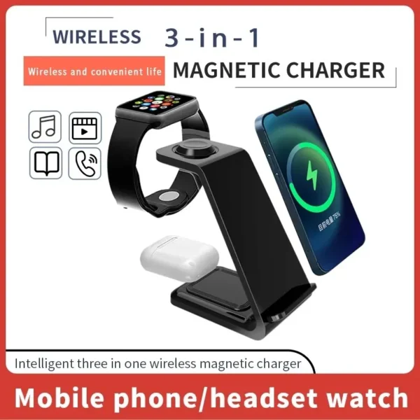 20W 3 in 1 Wireless Charger Stand Fast Charging Dock Station for Iphone 16 15 14 13 12 11 Pro Max Apple Watch 8 7 6 Airpods - Image 4