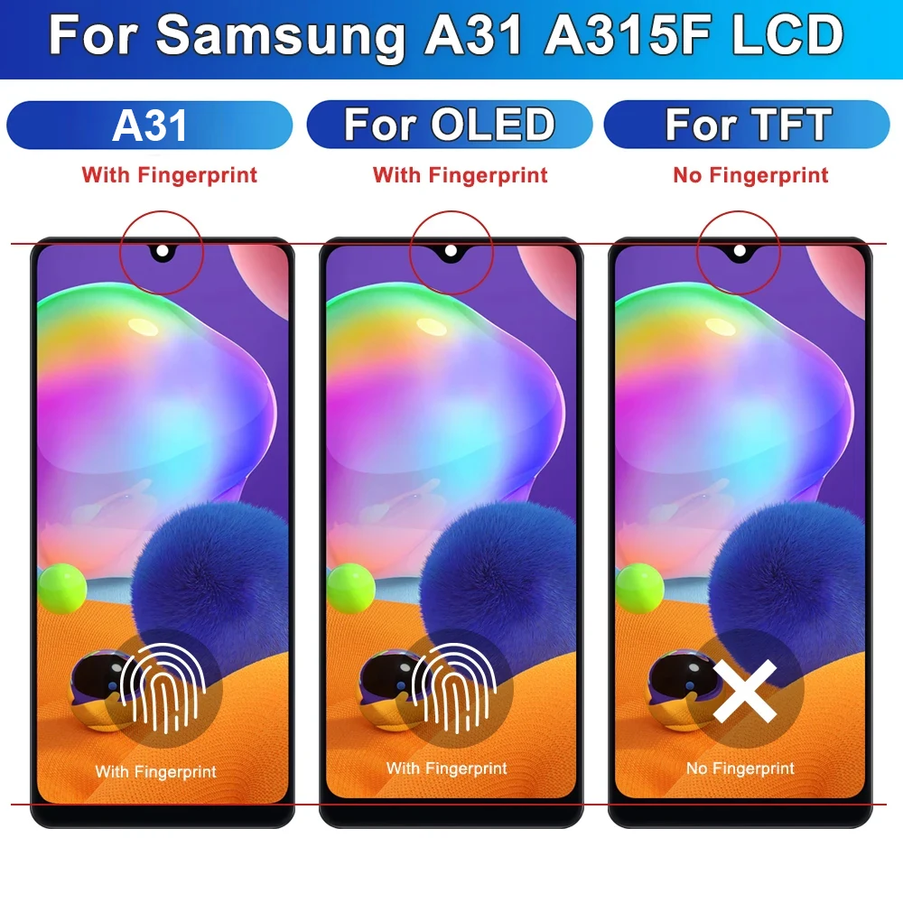 6.4''For Samsung Galaxy A31 A315 LCD TFT Display with Frame - Image 4