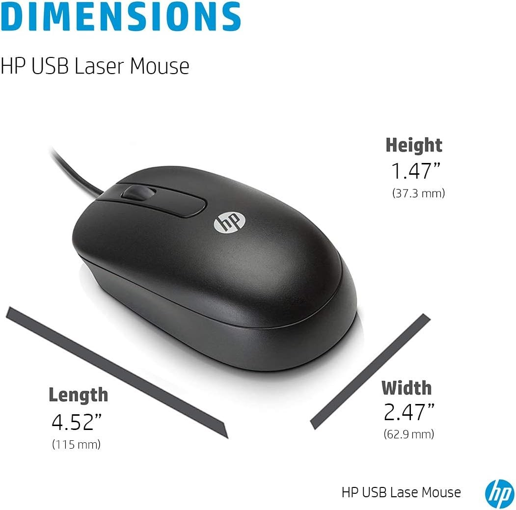 HP 3-Button USB Laser Mouse - Mice (USB, Wheel, Laser, 1000 DPI, Note) - Image 2