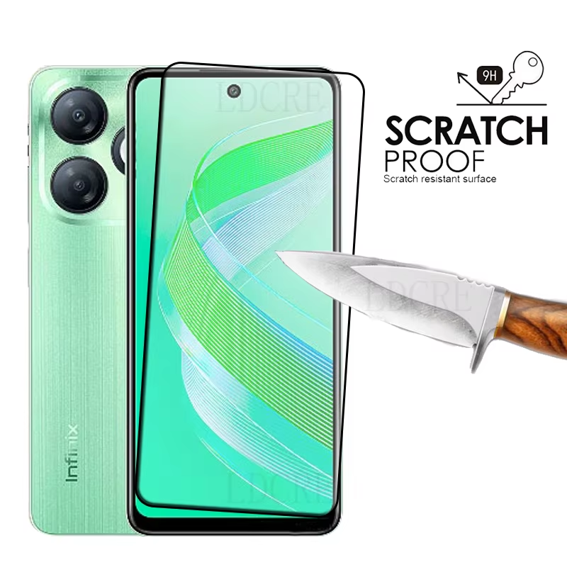 Infinix Smart 8 Glass Infinix Smart 8 Tempered Glass Protective Full Cover Glue HD 9H Screen Protector Infinix Smart 8 - Image 1