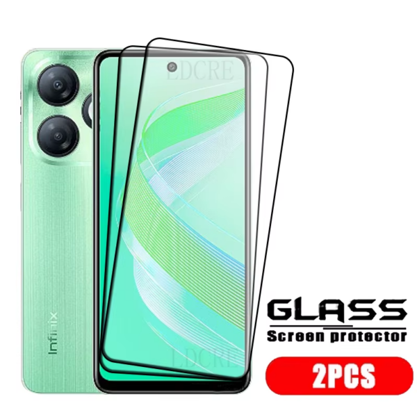 Infinix Smart 8 Glass Infinix Smart 8 Tempered Glass Protective Full Cover Glue HD 9H Screen Protector Infinix Smart 8