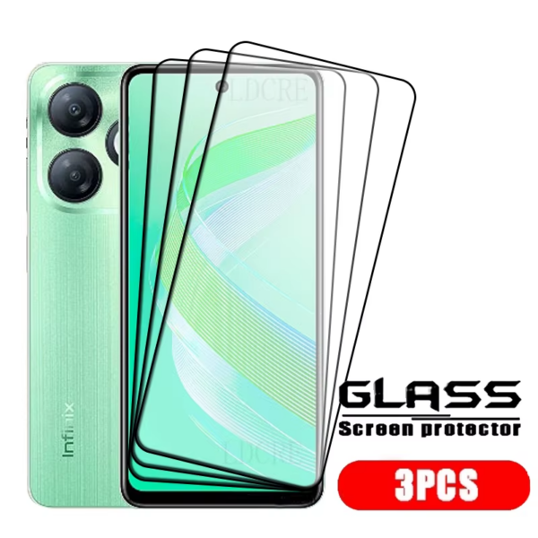 Infinix Smart 8 Glass Infinix Smart 8 Tempered Glass Protective Full Cover Glue HD 9H Screen Protector Infinix Smart 8