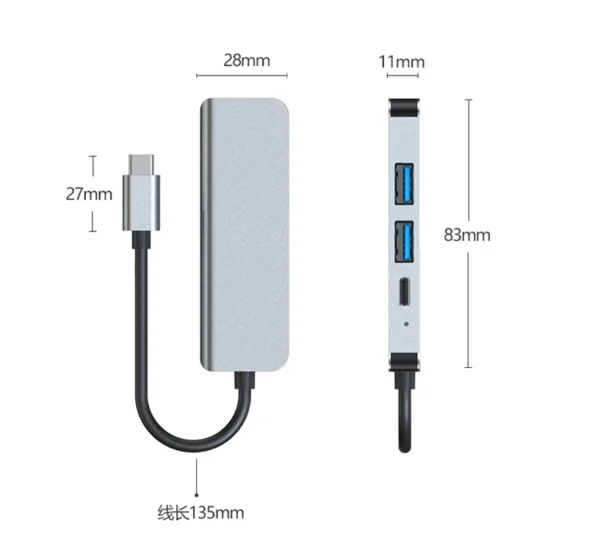 Type C to HDMI USB 3.0 HUB Adapter Convertor 4 in 1 USB 3.1