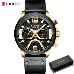 CURREN Men's Casual Sports Chronograph Military Leather Watch - Image 13