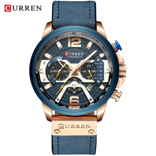 CURREN Men's Casual Sports Chronograph Military Leather Watch