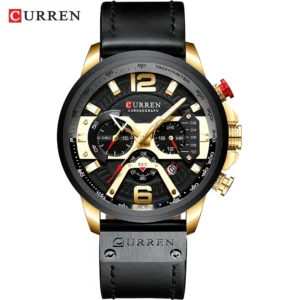 CURREN Men's Casual Sports Chronograph Military Leather Watch - Image 9