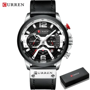 CURREN Men's Casual Sports Chronograph Military Leather Watch - Image 17