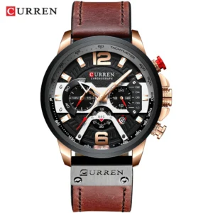 CURREN Men's Casual Sports Chronograph Military Leather Watch - Image 10