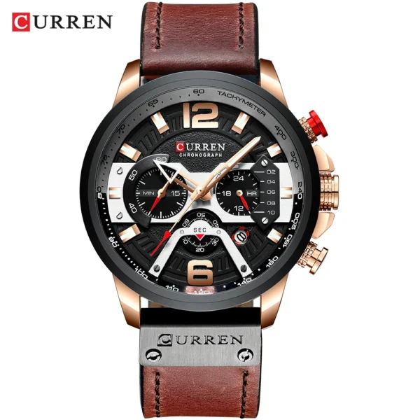 CURREN Men's Casual Sports Chronograph Military Leather Watch