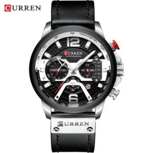 CURREN Men's Casual Sports Chronograph Military Leather Watch - Image 16