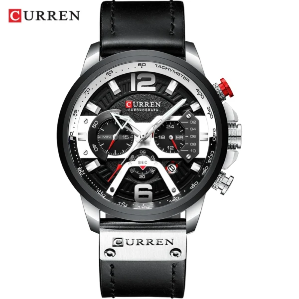CURREN Men's Casual Sports Chronograph Military Leather Watch