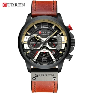 CURREN Men's Casual Sports Chronograph Military Leather Watch - Image 8