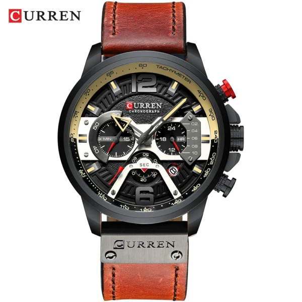 CURREN Men's Casual Sports Chronograph Military Leather Watch