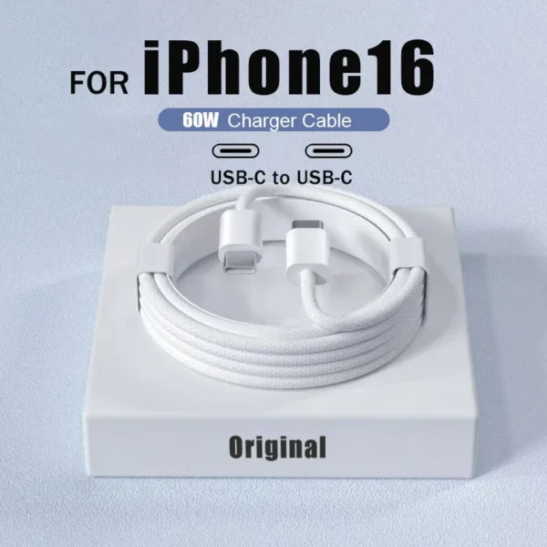 Original 60W USB-C Fast Data Cable for Iphone 16 15 Pro Max plus Samsung Xiaomi Huawei Phone Type C