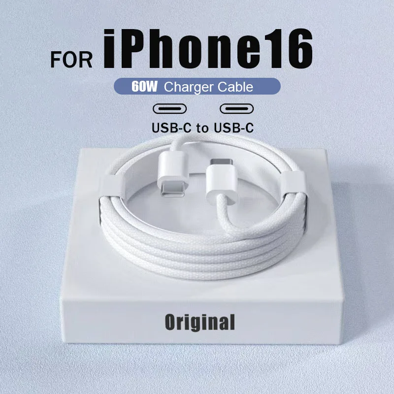 Original 60W USB-C Fast Data Cable for Iphone 16 15 Pro Max plus Samsung Xiaomi Huawei Phone Type C - Image 1
