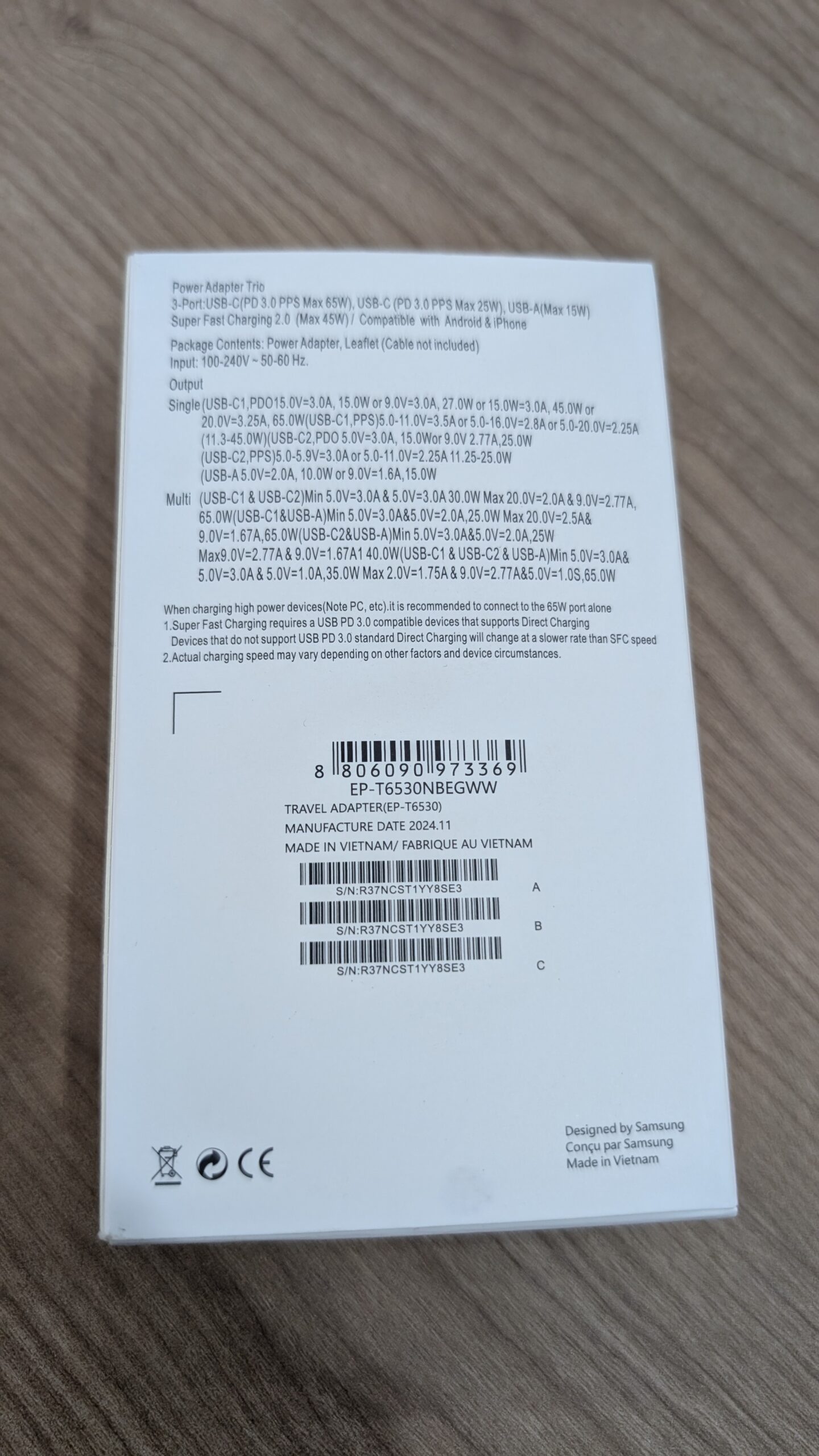 Samsung 65W PD Power Adapter Trio ? Fast Charger with 2 USB-C & 1 USB-A Ports - Image 2