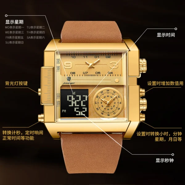 POEDAGAR Man Wristwatch Digital Multifunction Luxury Quartz Men'S Watch