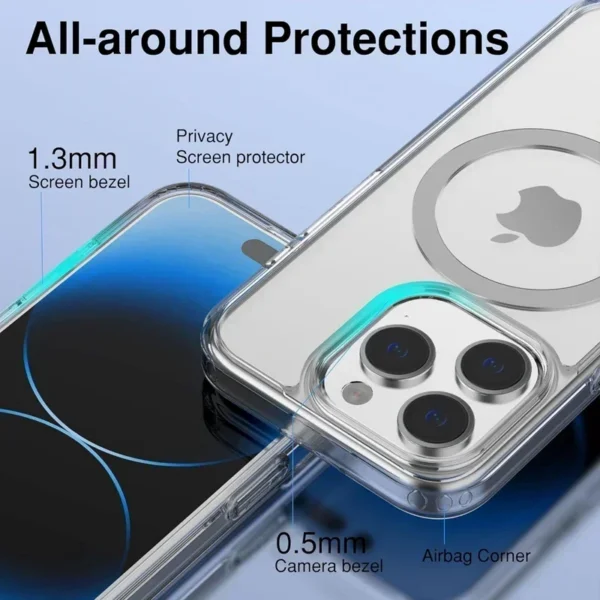 Clear Case for Iphone 17 Air 16 15 14 13 12 11 Pro Max Mini XS XR for Magsafe Silicone Transparent Cover