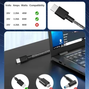 HP Slim 65W USB C Charger?For HP Elitebook Chromebook Spectre Probook Envy Fast Charging Type C Travel Laptop Power Adapter - Image 5