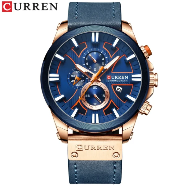 CURREN Men'S Chronograph Watch Quartz Movement Luminous Hands Casual Sport Waterproof Watch