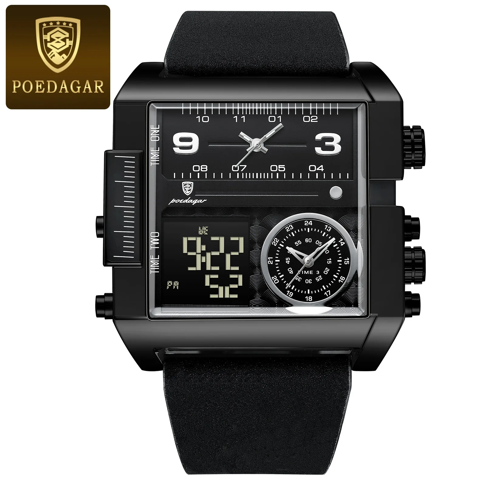 POEDAGAR Man Wristwatch Digital Multifunction Luxury Quartz Men