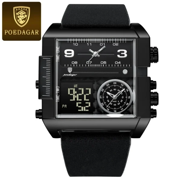 POEDAGAR Man Wristwatch Digital Multifunction Luxury Quartz Men'S Watch