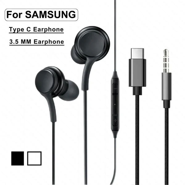 Type C & 3.5 Mm Earbuds Headphones  for Samsung, Android, IOS