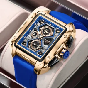 LIGE Luxury Men Watch Business Square Watch Chronograph - Image 14