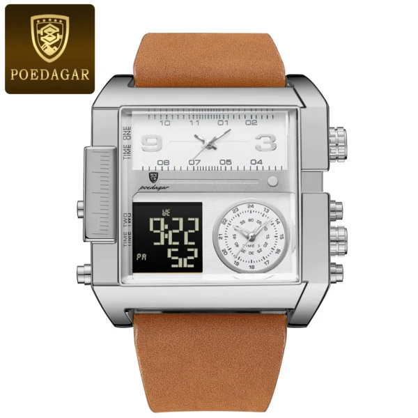 POEDAGAR Man Wristwatch Digital Multifunction Luxury Quartz Men'S Watch