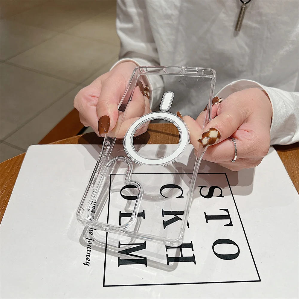 Samsung Galaxy S25 S24 S23 Ultra S22 plus S21 FE A16 A15 A35 A55 Clear Acrylic Slim Cover Magsafe Magnetic Charge Phone Case - Image 3