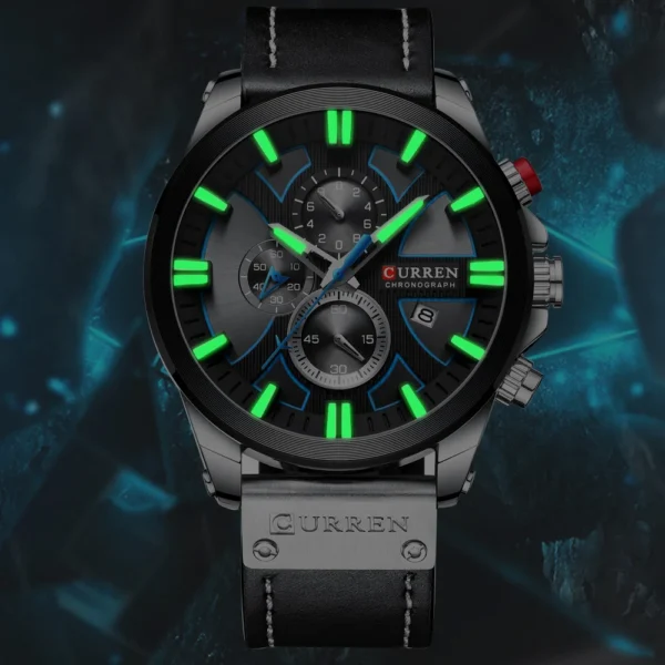 CURREN Men'S Chronograph Watch Quartz Movement Luminous Hands Casual Sport Waterproof Watch