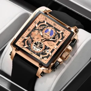LIGE Luxury Men Watch Business Square Watch Chronograph - Image 20