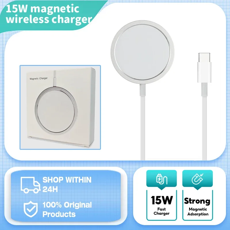 Universal 15W Wireless Charger Qi Fast Charging Receiver Pad Magnetic for Iphone Xiaomi Huawei Phones - Image 1