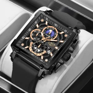 LIGE Luxury Men Watch Business Square Watch Chronograph - Image 17