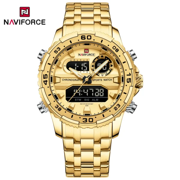 NAVIFORCE NF9234 Black Gold Men Wrist Watches Sport Waterproof Stainless Steel Strap