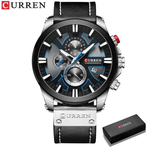 CURREN Men'S Chronograph Watch Quartz Movement Luminous Hands Casual Sport Waterproof Watch