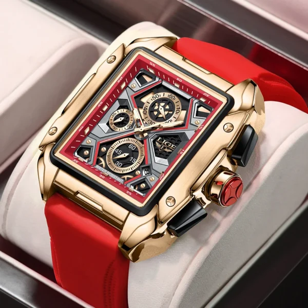 LIGE Luxury Men Watch Business Square Watch Chronograph