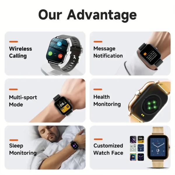 Smartwatch Android Phone 1.44" Color Screen Full Touch Custom Dial Smart Watch Women Bluetooth Call Smart Watch Men