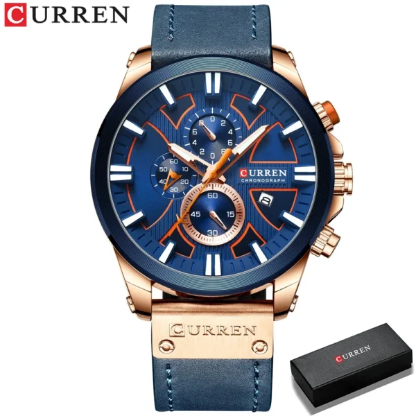 CURREN Men'S Chronograph Watch Quartz Movement Luminous Hands Casual Sport Waterproof Watch