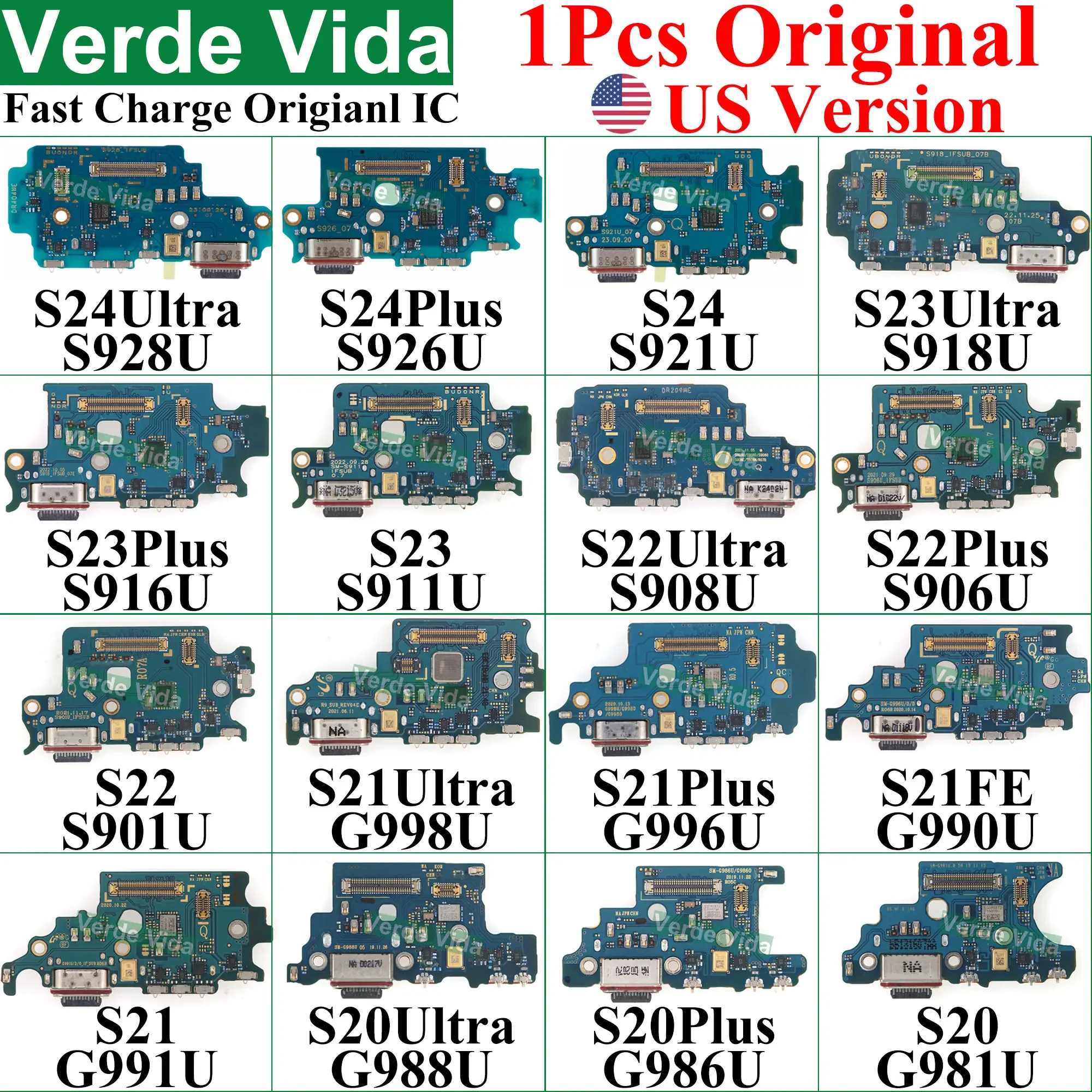 Charging Port Board  Dock Connector Flex Cable for  S928U S918U S908U S906U S23 S24 Ultra S22 plus S21 FE - Image 1