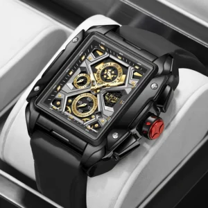 LIGE Luxury Men Watch Business Square Watch Chronograph - Image 26