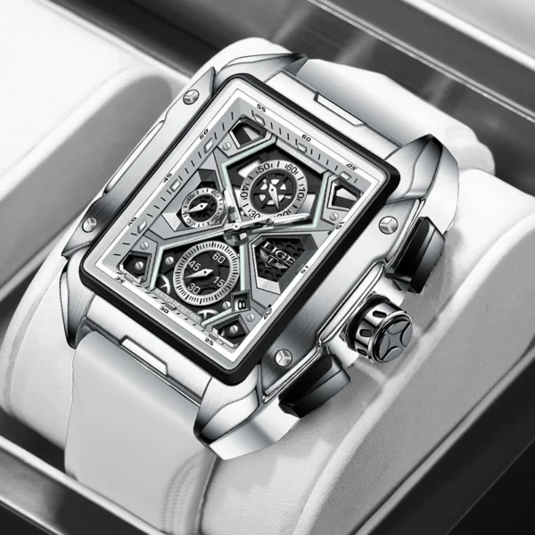 LIGE Luxury Men Watch Business Square Watch Chronograph
