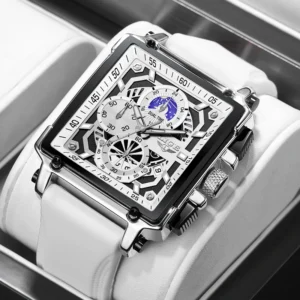 LIGE Luxury Men Watch Business Square Watch Chronograph - Image 19