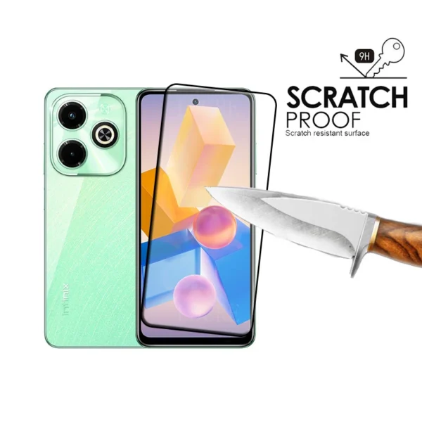 Infinix Hot 40I Glass Infinix Hot 40I Tempered Glass Protective Full Cover Glue HD 9H Screen Protector